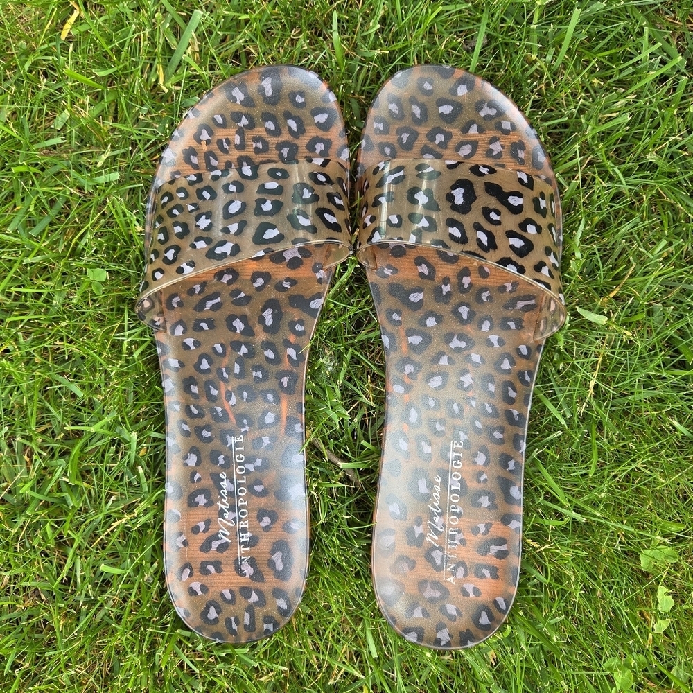 ANTHROPOLOGIE MATISSE Jelly Slide Cheetah Print Sandal Size 10